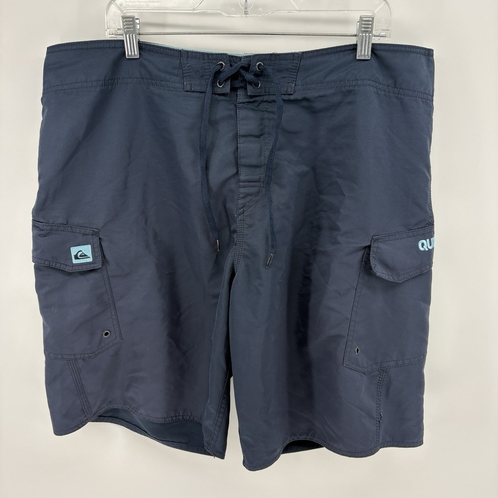 Y2K Quicksilver Board Shorts Navy Blue Cargo Swim Trunks Men 40 Unlined Surf